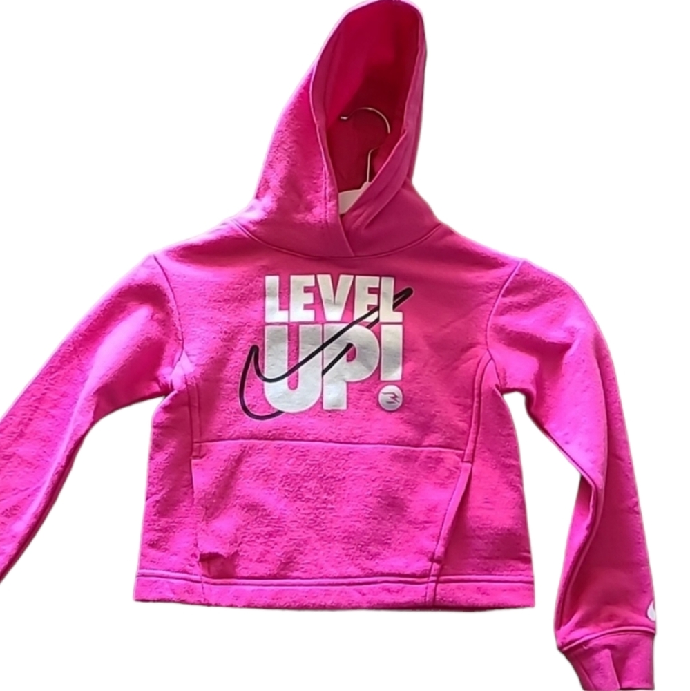 NIKE BRAND SIGNATURE GIRLS PINK HOODIE SIZE 5